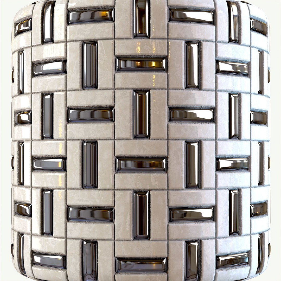 Steel and Marble Tile 3D Model – PBR Textures, 4 Colors, OBJ - View 6