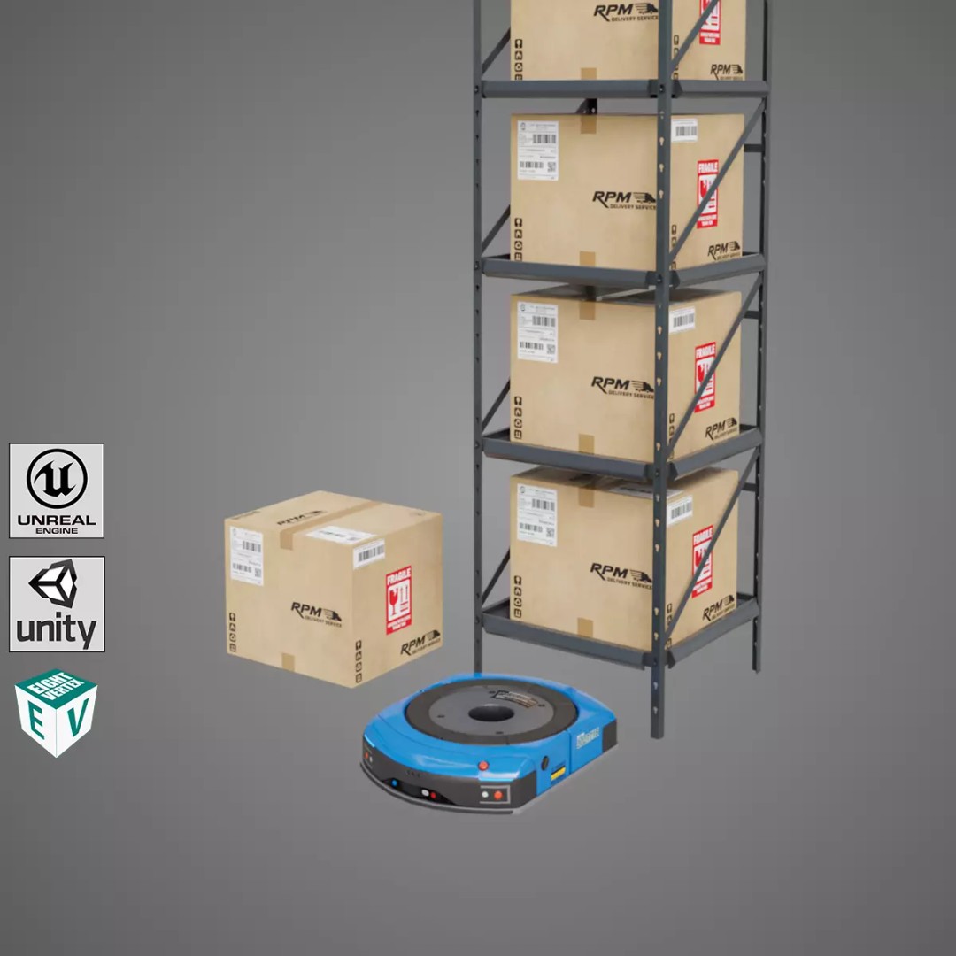 Warehouse Robot 3D Model – Low Poly Rigged Asset, FBX, PBR - View 2