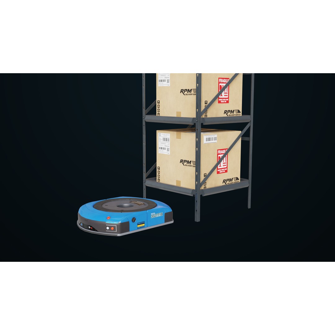Warehouse Robot 3D Model – Low Poly Rigged Asset, FBX, PBR - View 3