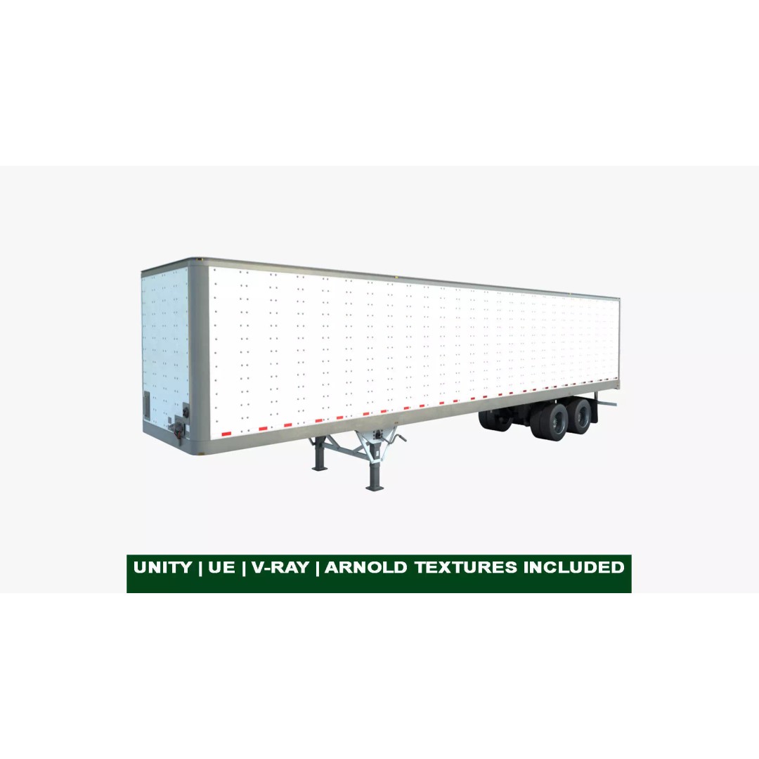 Semi Trailer 3D Model – Low Poly PBR Asset for Games, FBX - View 2