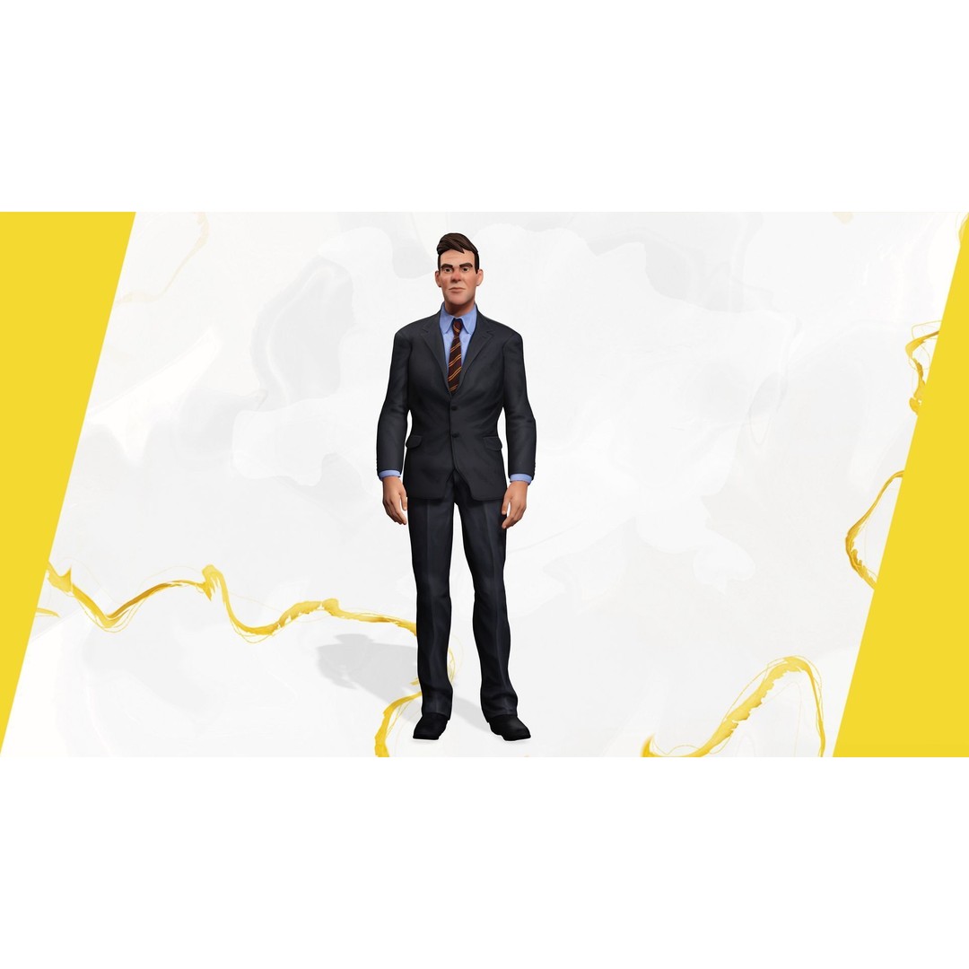 Toon Businessman 3D Model – Low Poly Rigged Character for Animation - View 10