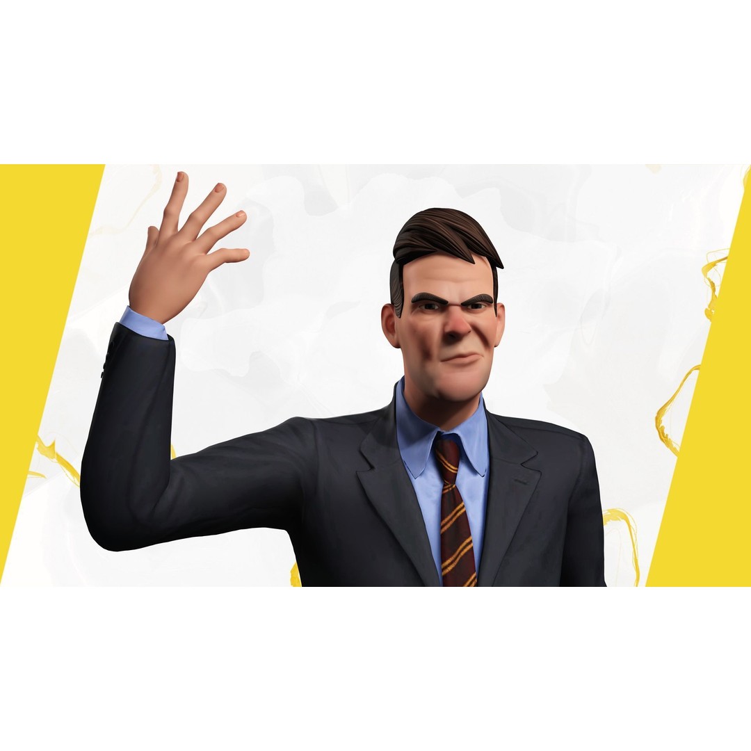 Toon Businessman 3D Model – Low Poly Rigged Character for Animation - View 14