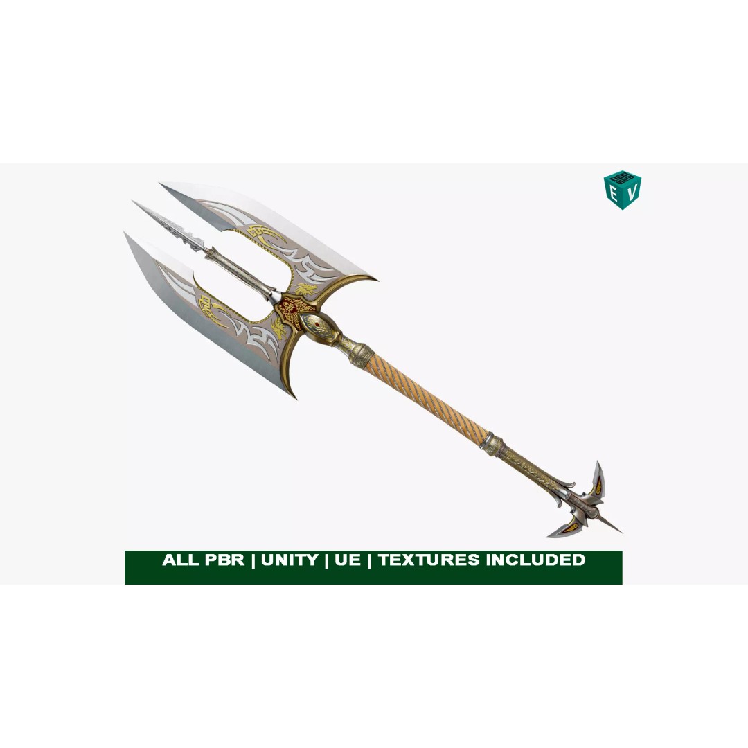 Battle Axe 3D Model – Low Poly Game Asset, PBR Textures Included - View 2