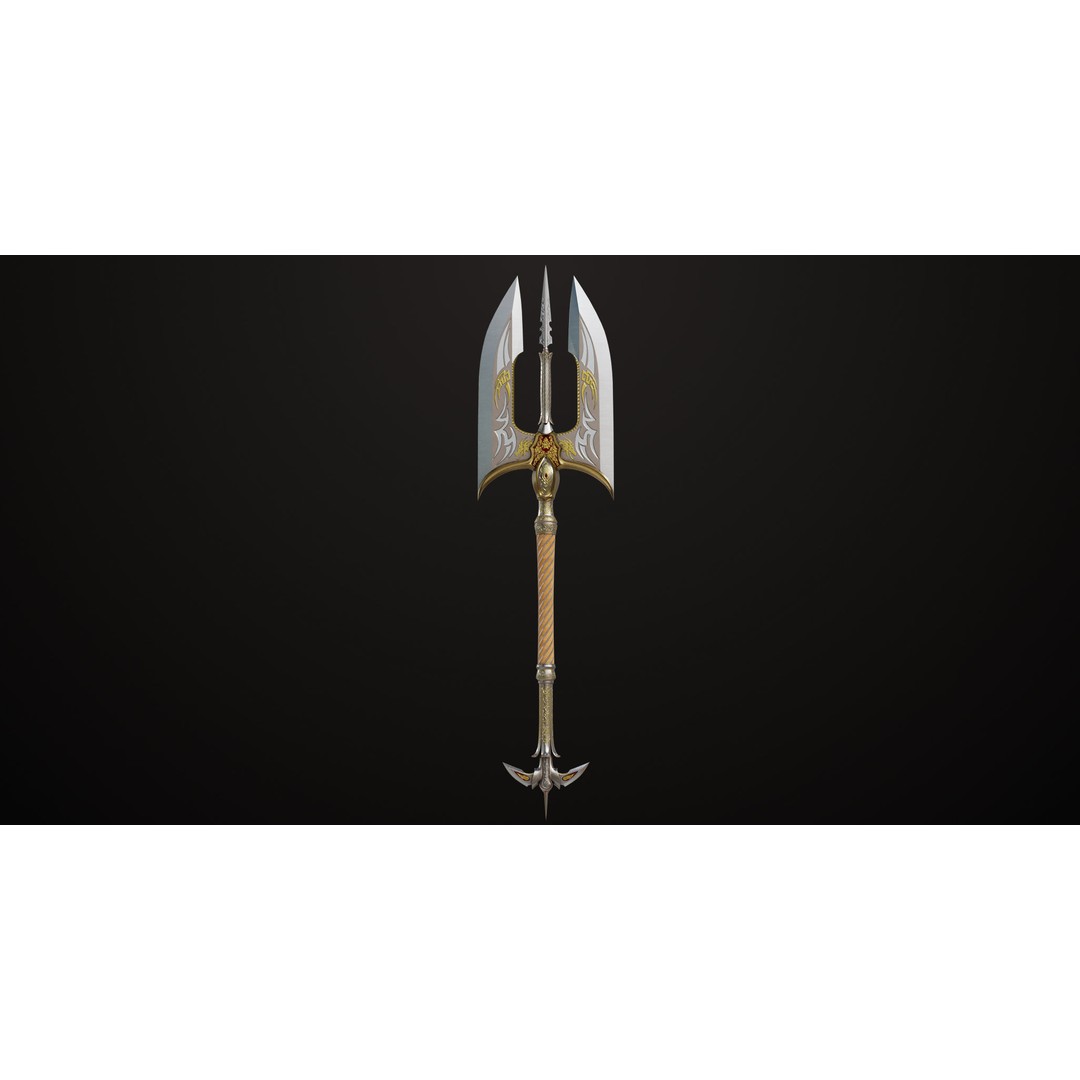 Battle Axe 3D Model – Low Poly Game Asset, PBR Textures Included - View 3