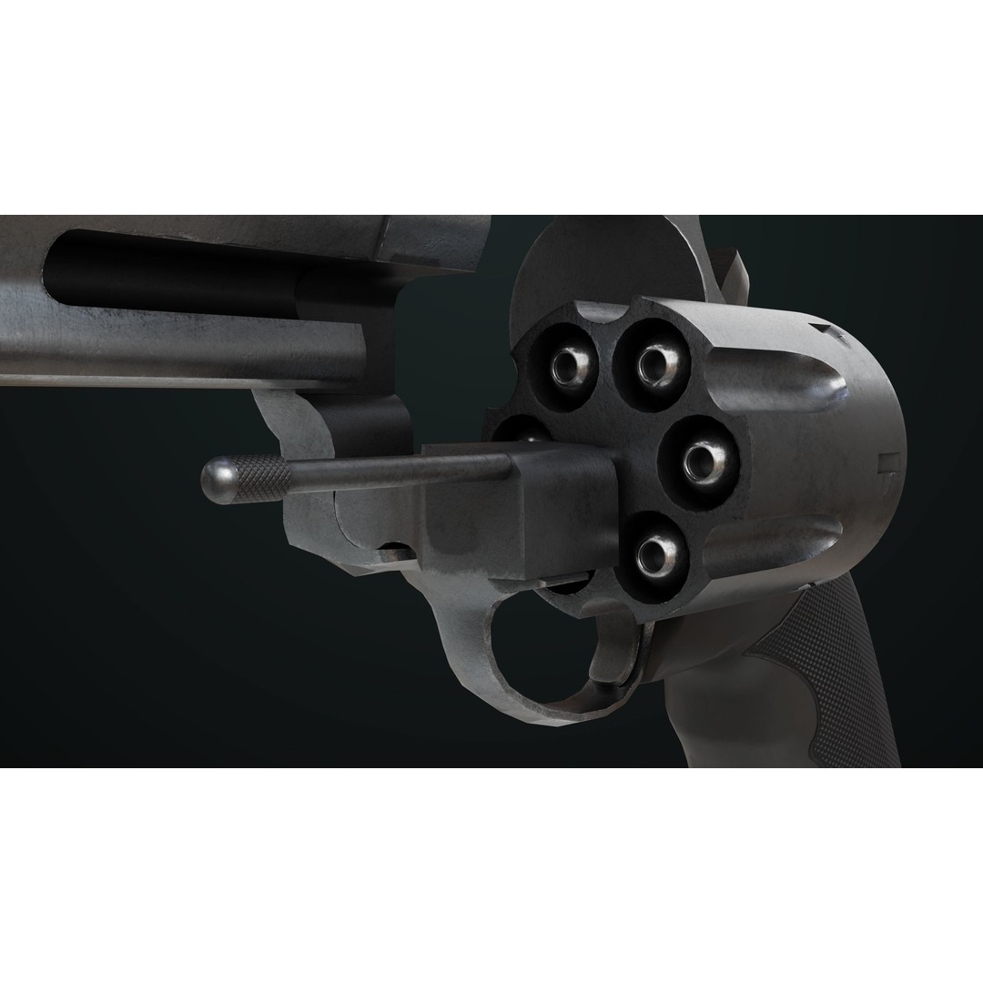 Taurus Raging Bull Revolver 3D Model – Low Poly Game Asset, PBR Textures - View 10