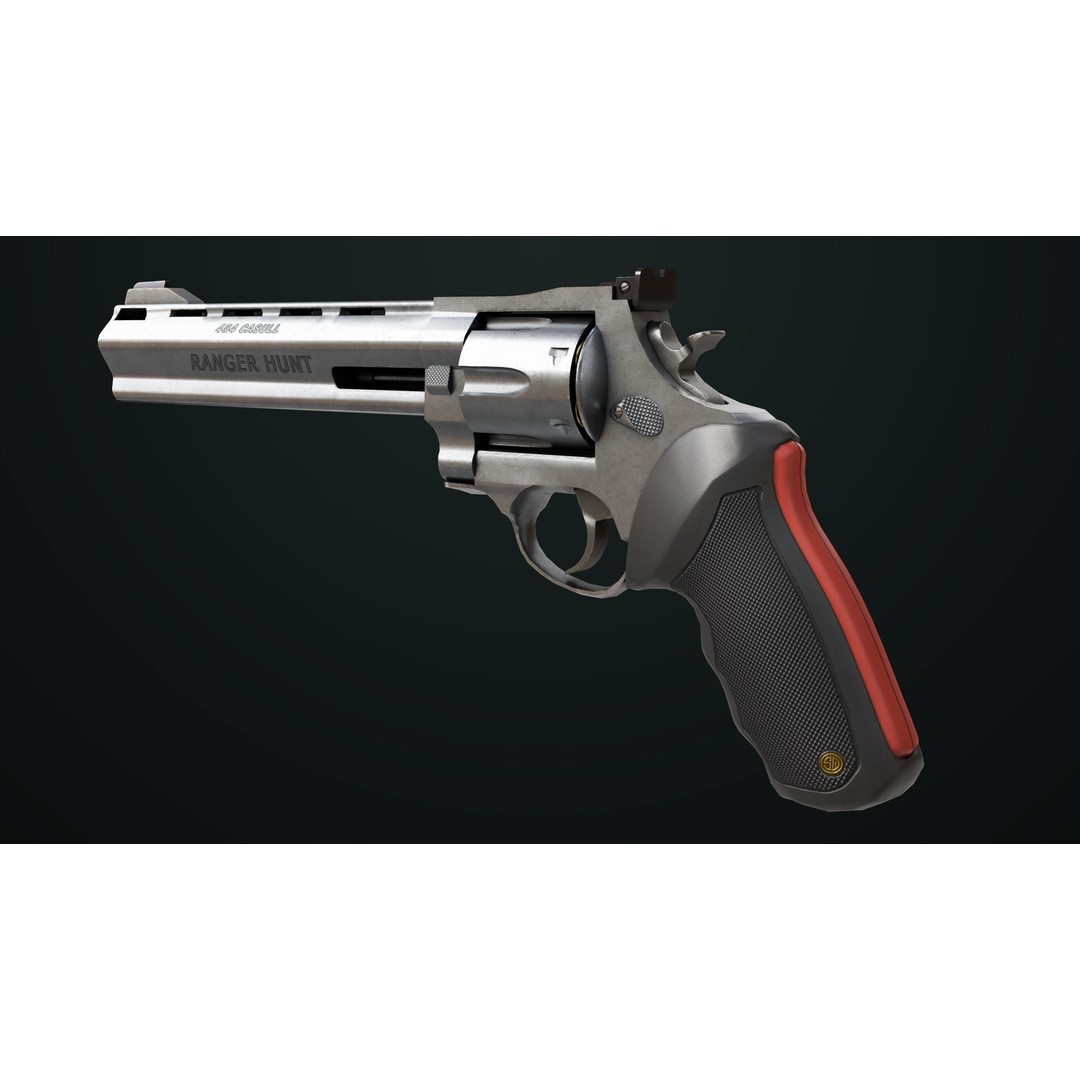 Taurus Raging Bull Revolver 3D Model – Low Poly Game Asset, PBR Textures - View 11