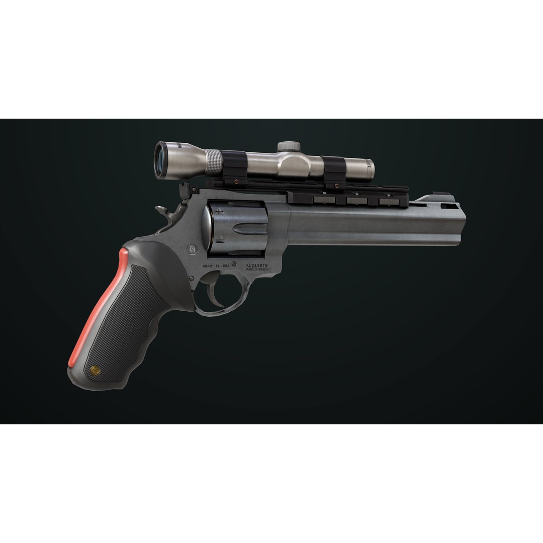 Taurus Raging Bull Revolver 3D Model – Low Poly Game Asset, PBR Textures - View 13