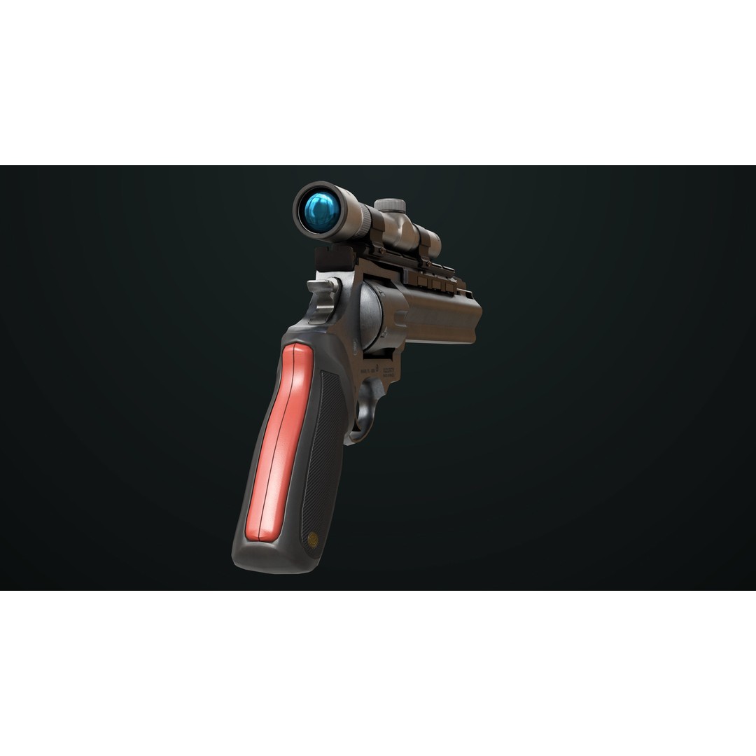 Taurus Raging Bull Revolver 3D Model – Low Poly Game Asset, PBR Textures - View 14
