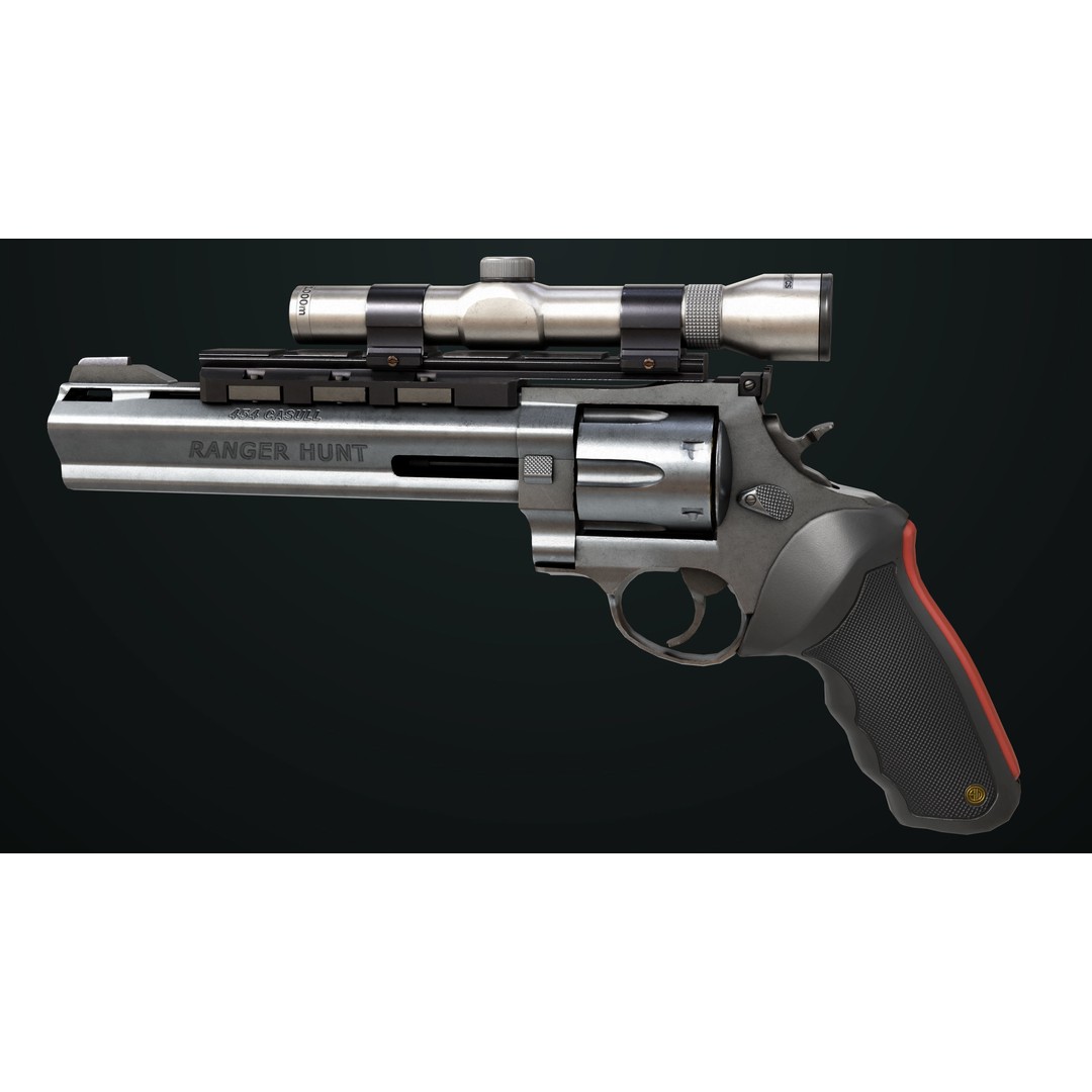 Taurus Raging Bull Revolver 3D Model – Low Poly Game Asset, PBR Textures - View 15