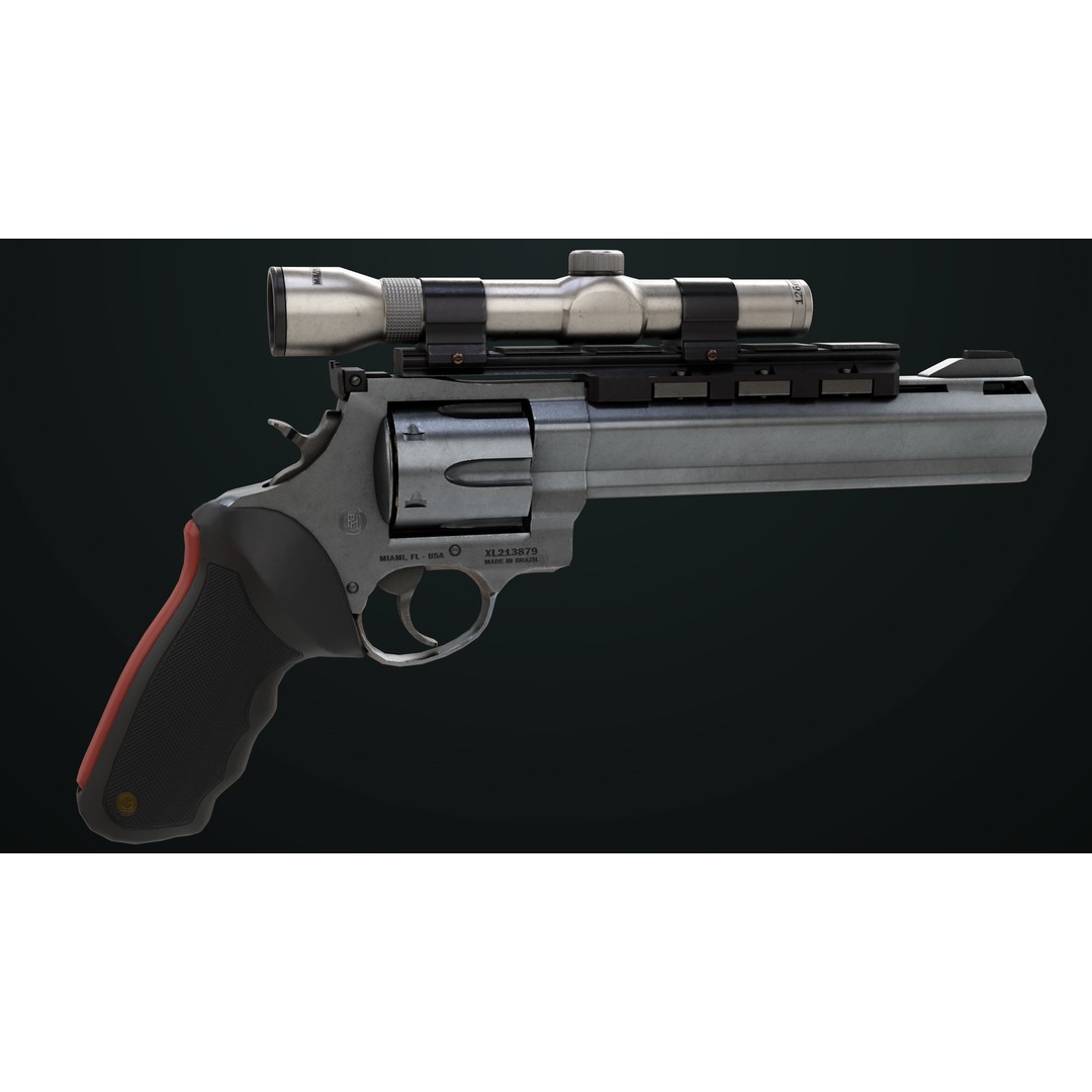 Taurus Raging Bull Revolver 3D Model – Low Poly Game Asset, PBR Textures - View 18