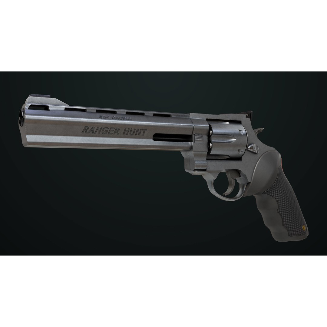 Taurus Raging Bull Revolver 3D Model – Low Poly Game Asset, PBR Textures - View 21