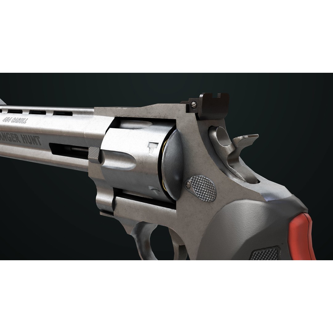 Taurus Raging Bull Revolver 3D Model – Low Poly Game Asset, PBR Textures - View 22