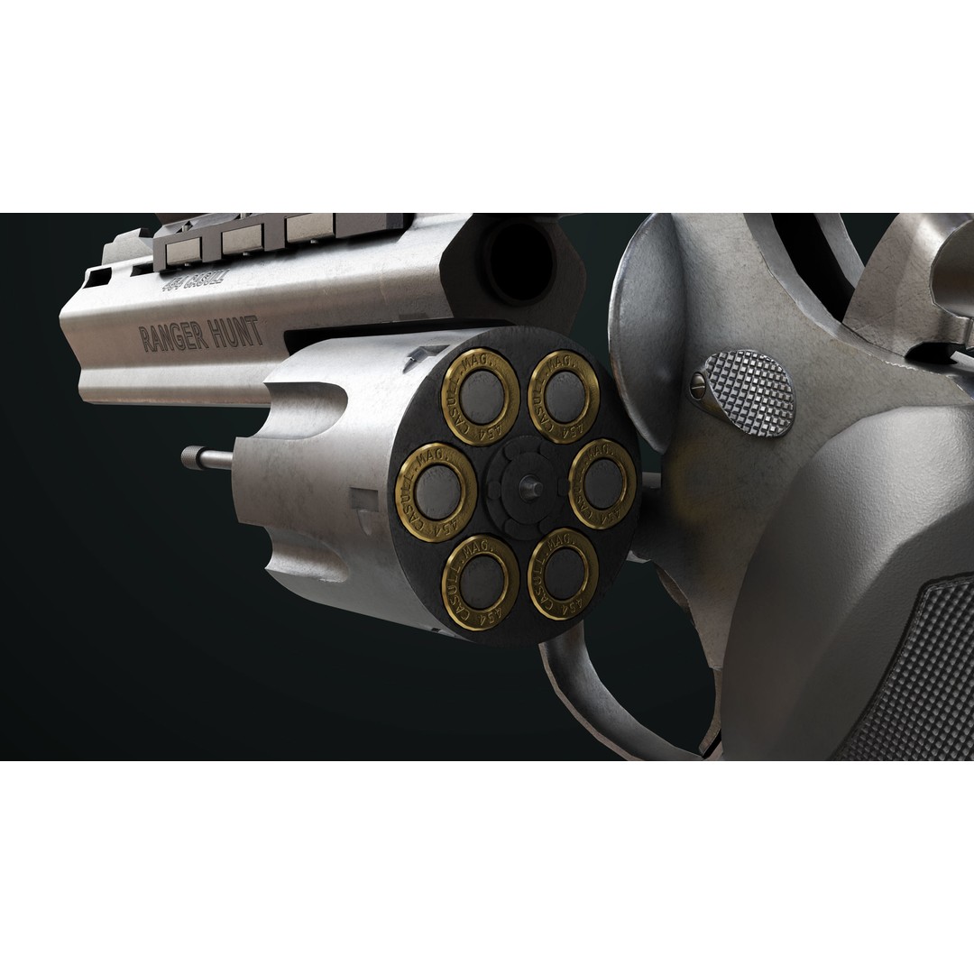 Taurus Raging Bull Revolver 3D Model – Low Poly Game Asset, PBR Textures - View 24