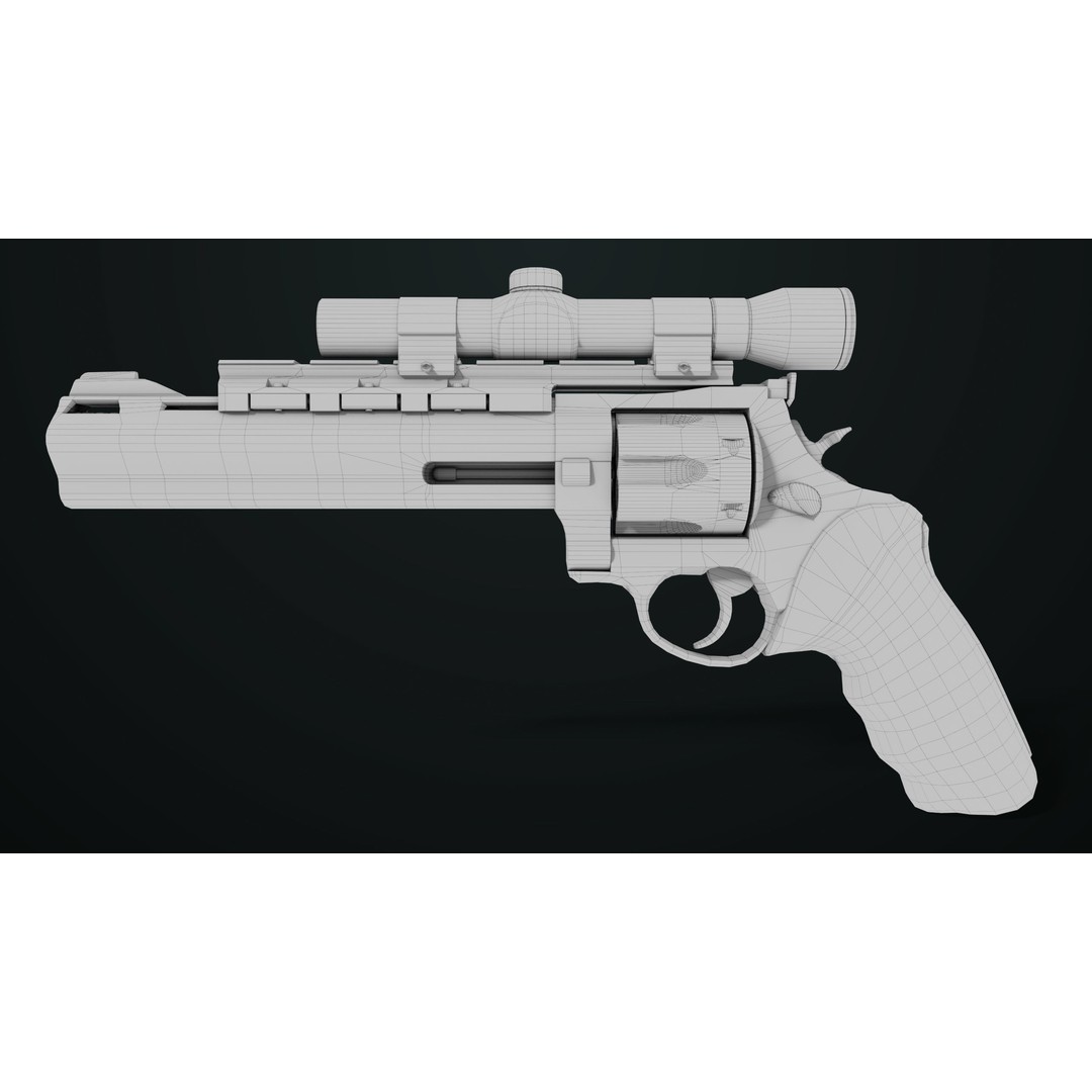 Taurus Raging Bull Revolver 3D Model – Low Poly Game Asset, PBR Textures - View 27