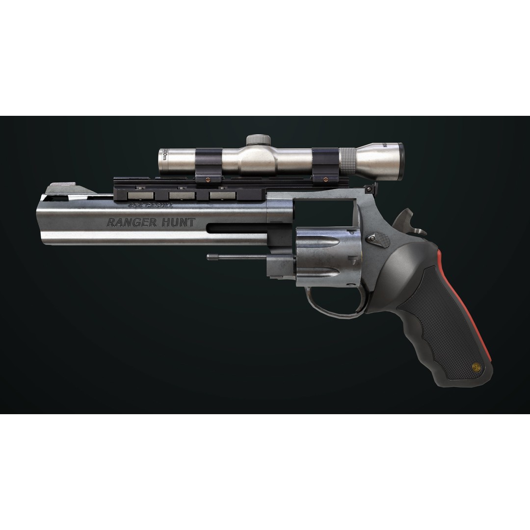 Taurus Raging Bull Revolver 3D Model – Low Poly Game Asset, PBR Textures - View 3