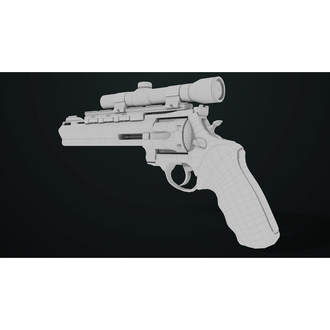 Taurus Raging Bull Revolver 3D Model – Low Poly Game Asset, PBR Textures - View 36