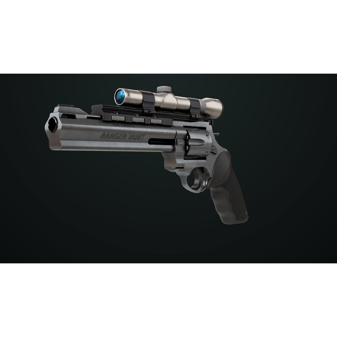 Taurus Raging Bull Revolver 3D Model – Low Poly Game Asset, PBR Textures - View 4