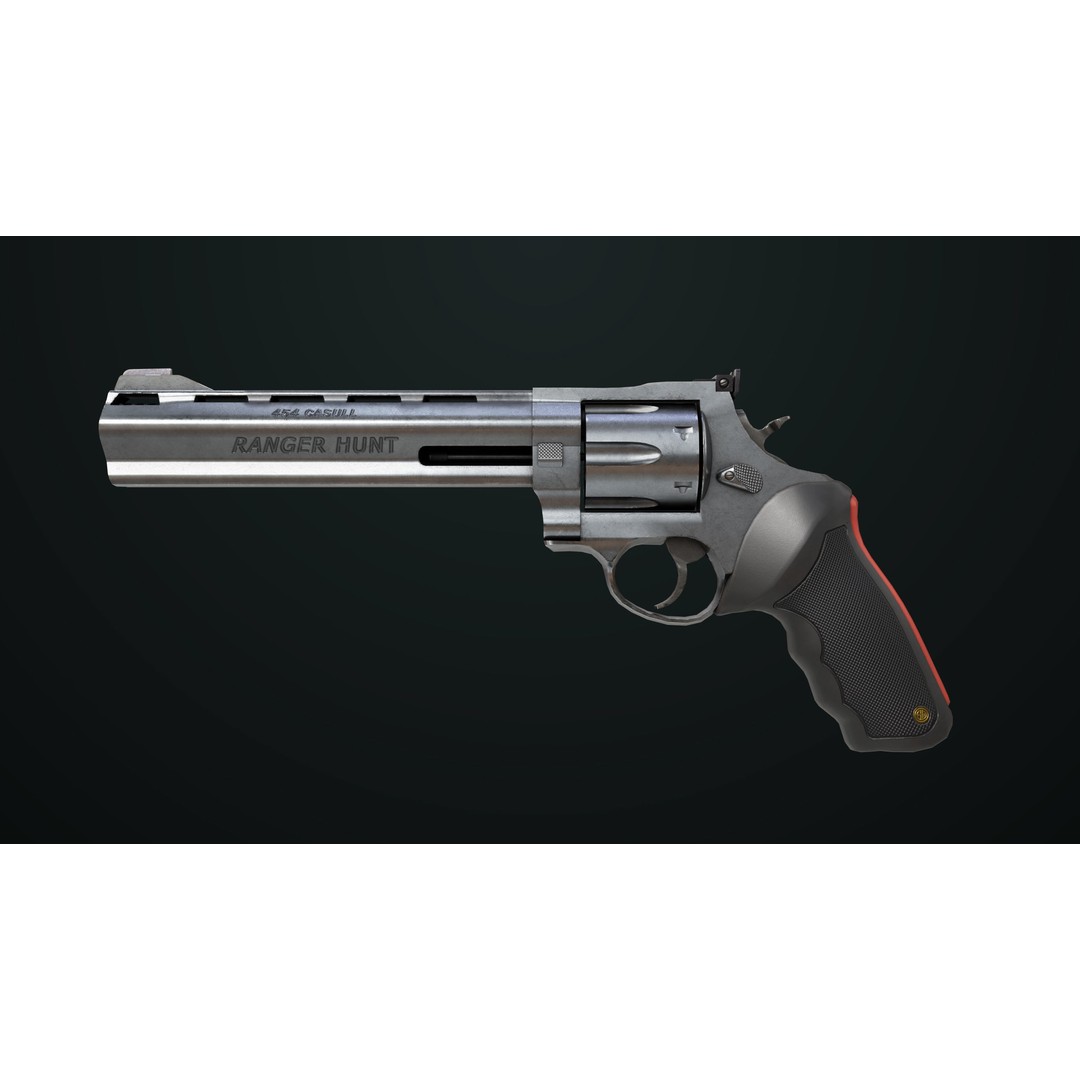 Taurus Raging Bull Revolver 3D Model – Low Poly Game Asset, PBR Textures - View 5