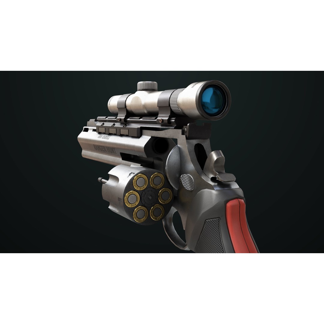 Taurus Raging Bull Revolver 3D Model – Low Poly Game Asset, PBR Textures - View 6