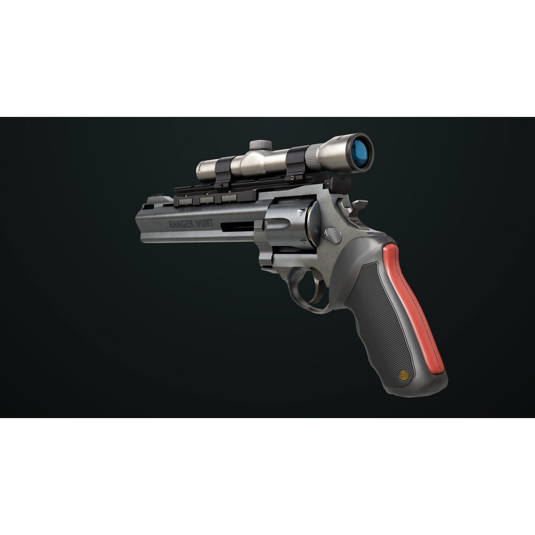 Taurus Raging Bull Revolver 3D Model – Low Poly Game Asset, PBR Textures - View 7