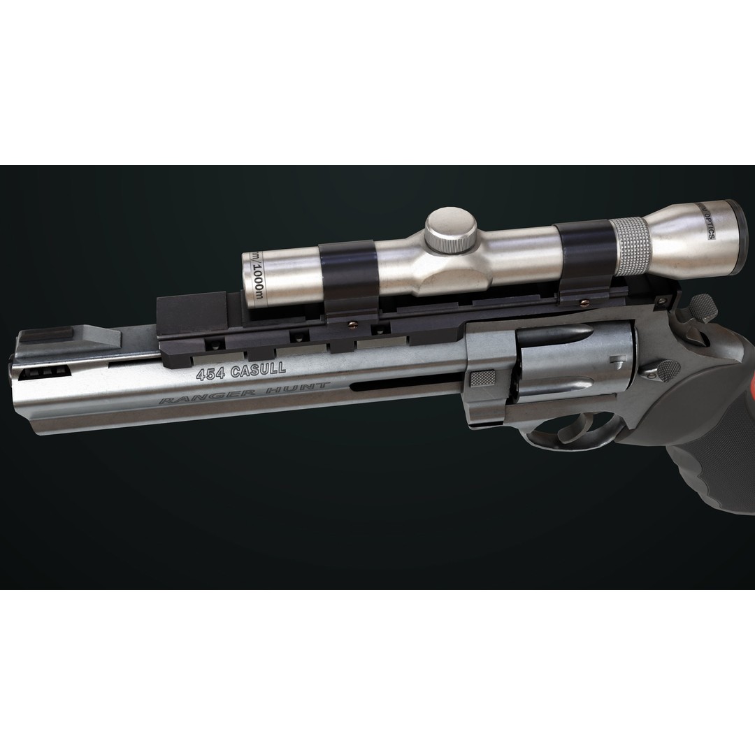 Taurus Raging Bull Revolver 3D Model – Low Poly Game Asset, PBR Textures - View 8