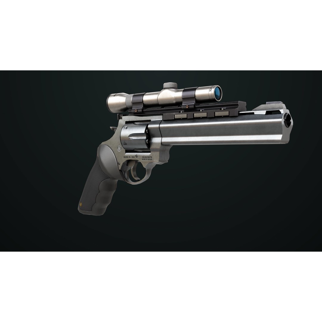 Taurus Raging Bull Revolver 3D Model – Low Poly Game Asset, PBR Textures - View 9