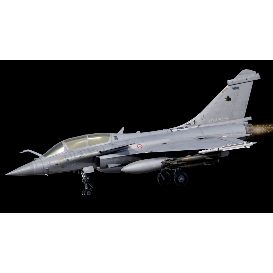 Dassault Rafale B 3D Model – Fully Rigged Low-Poly Aircraft, FBX - View 10