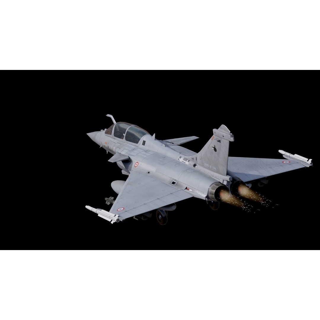 Dassault Rafale B 3D Model – Fully Rigged Low-Poly Aircraft, FBX - View 11