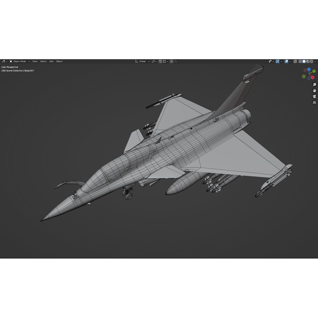 Dassault Rafale B 3D Model – Fully Rigged Low-Poly Aircraft, FBX - View 12