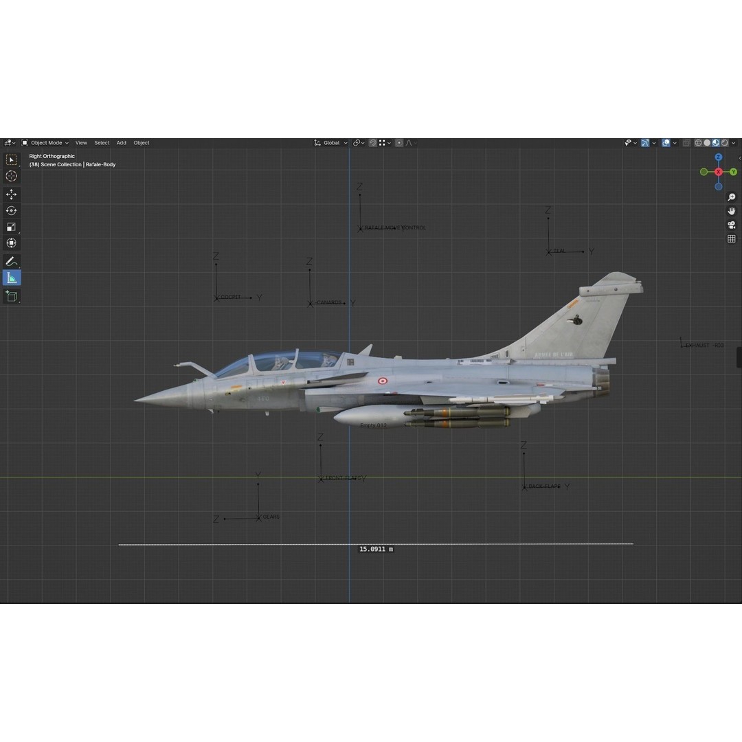 Dassault Rafale B 3D Model – Fully Rigged Low-Poly Aircraft, FBX - View 14