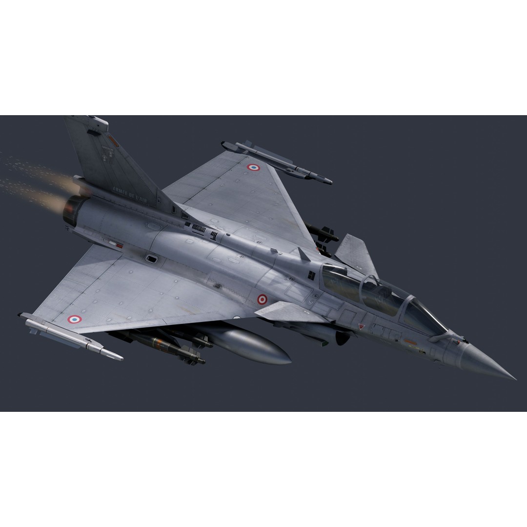 Dassault Rafale B 3D Model – Fully Rigged Low-Poly Aircraft, FBX - View 3