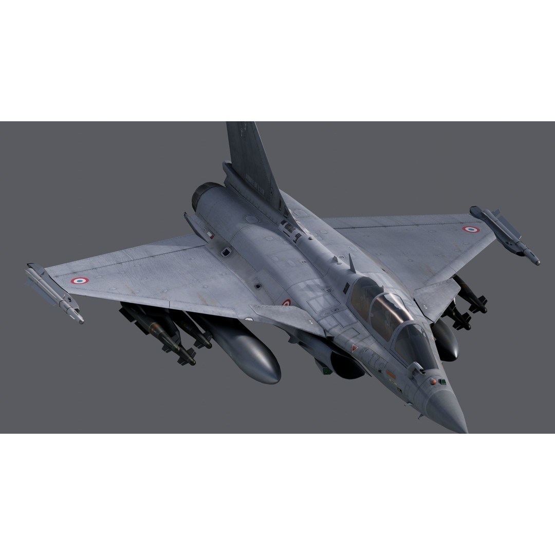 Dassault Rafale B 3D Model – Fully Rigged Low-Poly Aircraft, FBX - View 4