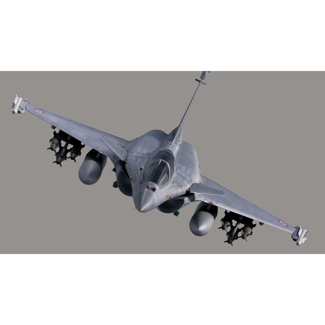 Dassault Rafale B 3D Model – Fully Rigged Low-Poly Aircraft, FBX - View 6