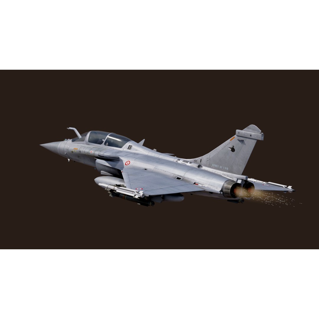 Dassault Rafale B 3D Model – Fully Rigged Low-Poly Aircraft, FBX - View 7
