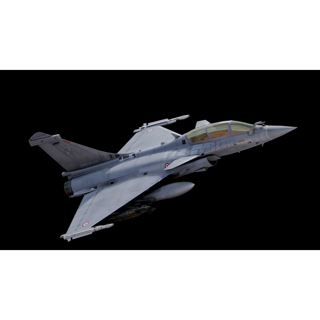 Dassault Rafale B 3D Model – Fully Rigged Low-Poly Aircraft, FBX - View 8