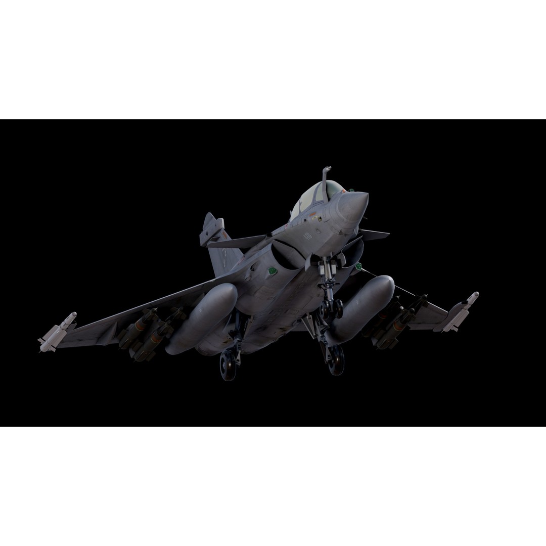 Dassault Rafale B 3D Model – Fully Rigged Low-Poly Aircraft, FBX - View 9