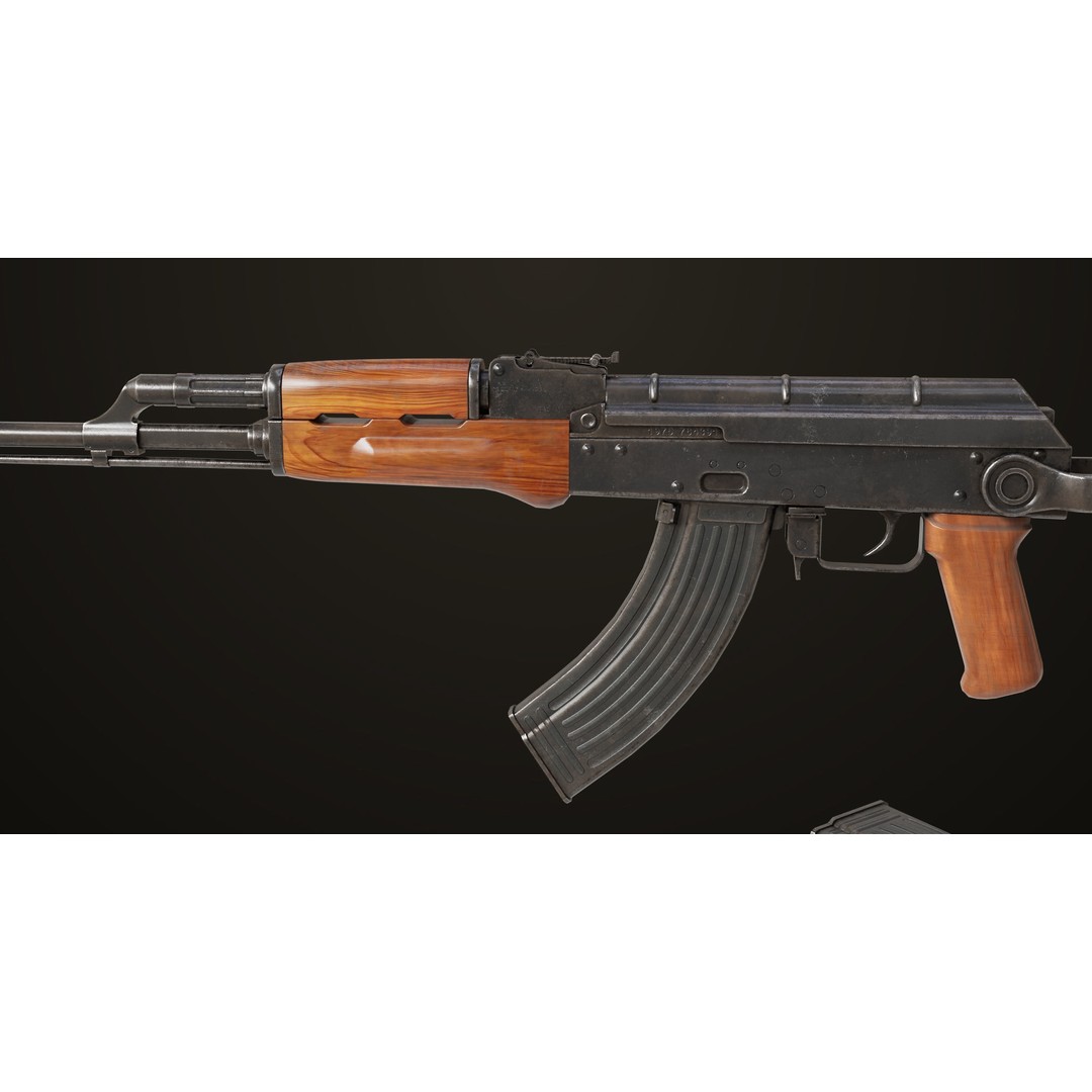 AKMS Light Machine Gun 3D Model – Low Poly PBR Game Asset, FBX - View 11