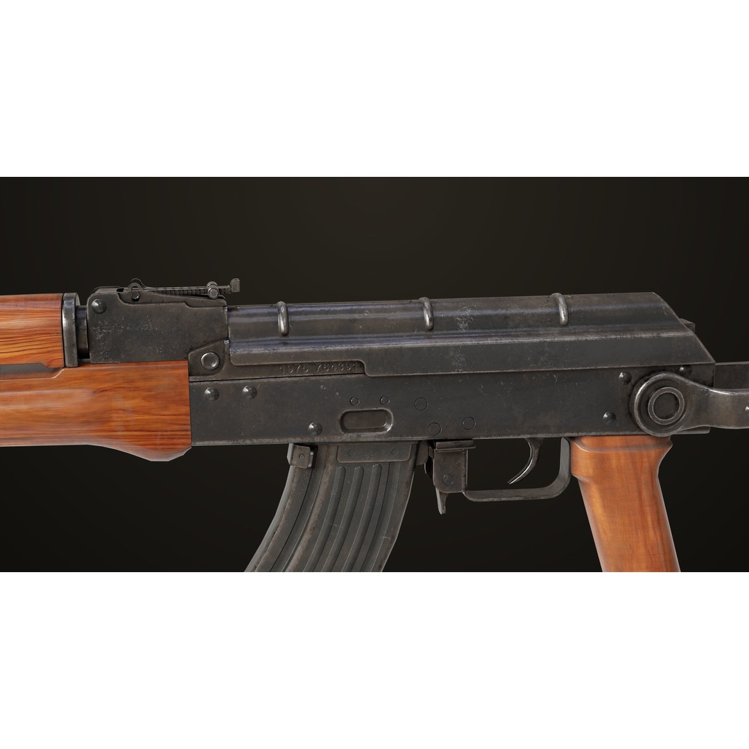 AKMS Light Machine Gun 3D Model – Low Poly PBR Game Asset, FBX - View 13