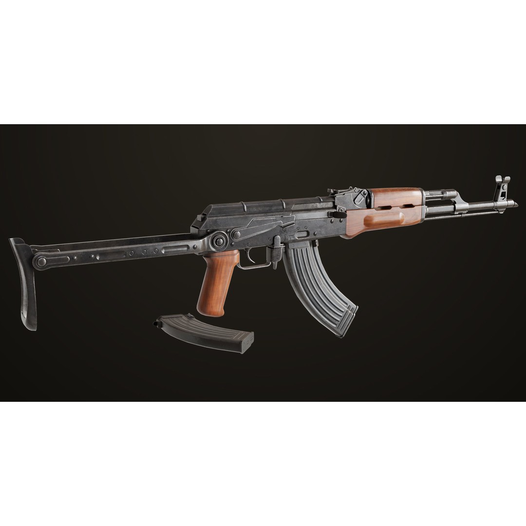 AKMS Light Machine Gun 3D Model – Low Poly PBR Game Asset, FBX - View 15