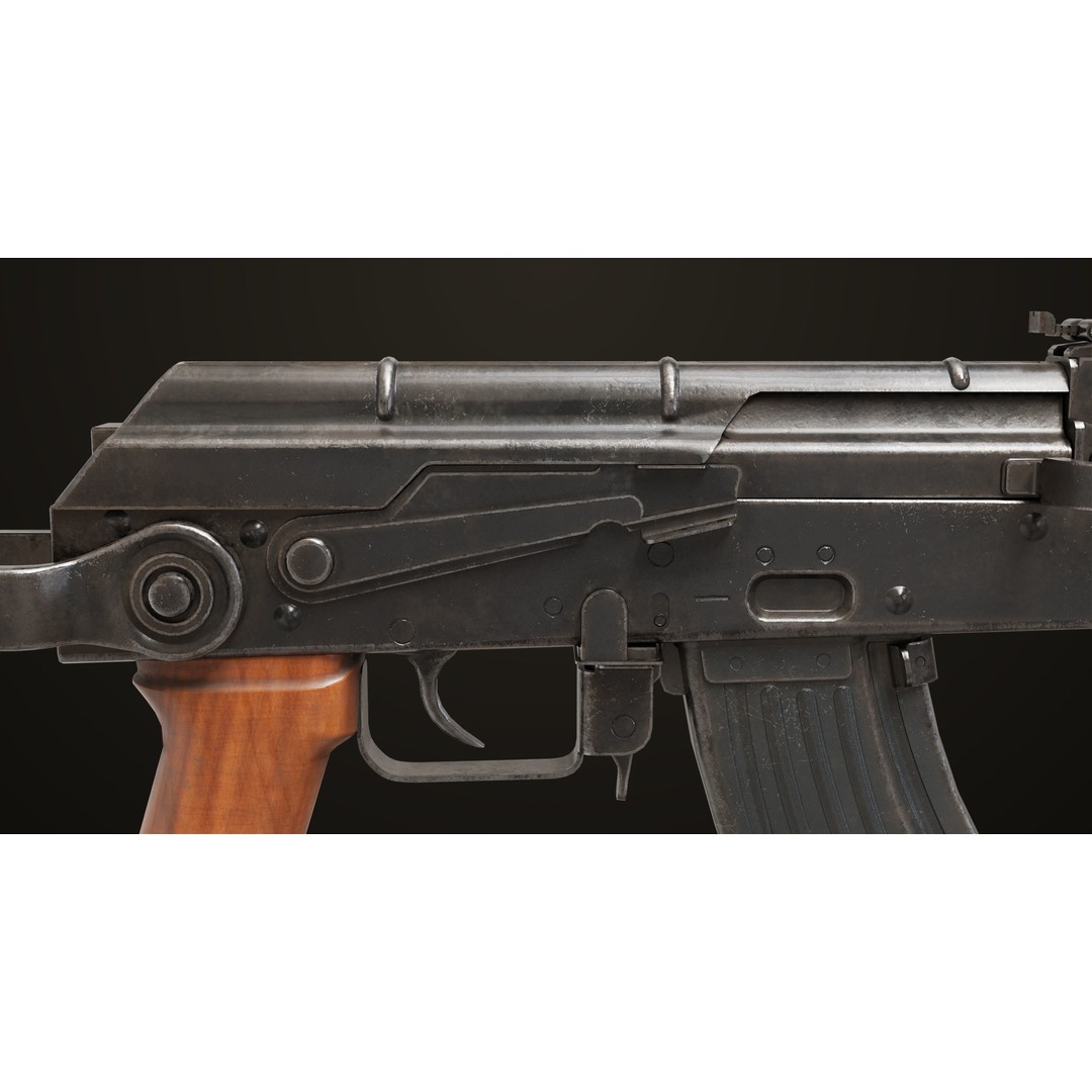 AKMS Light Machine Gun 3D Model – Low Poly PBR Game Asset, FBX - View 16