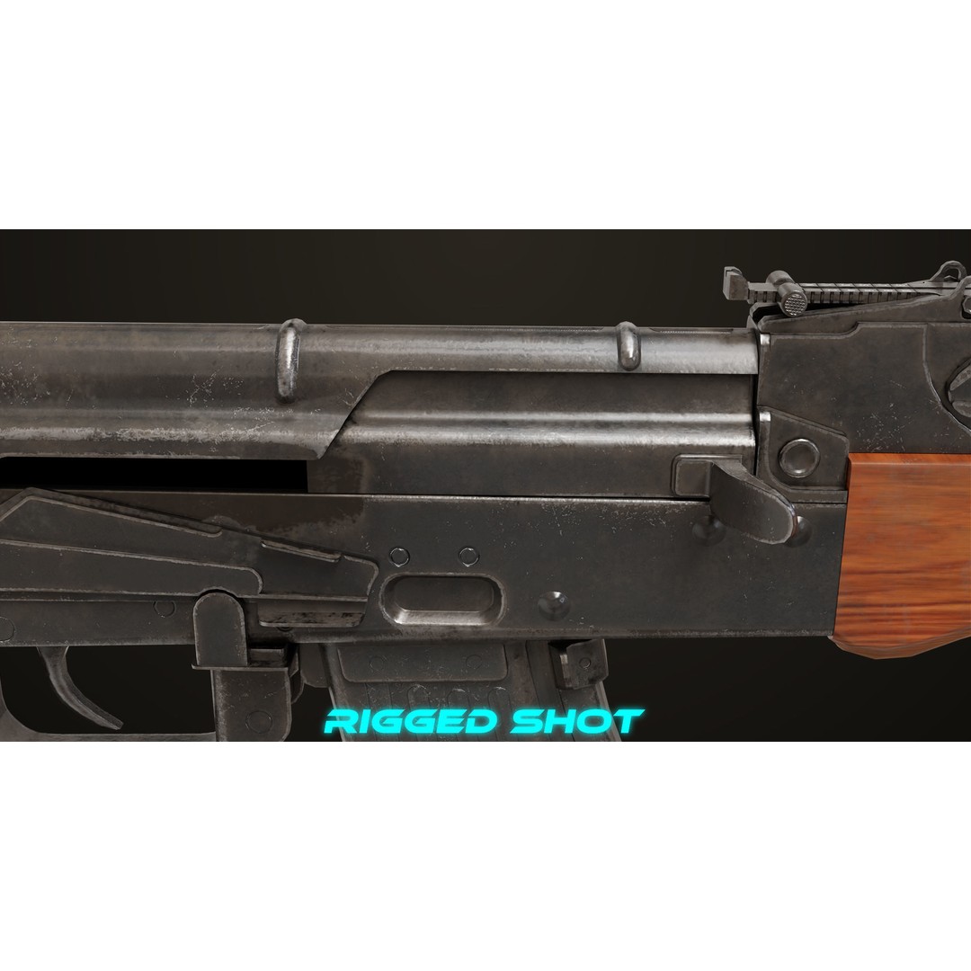 AKMS Light Machine Gun 3D Model – Low Poly PBR Game Asset, FBX - View 17