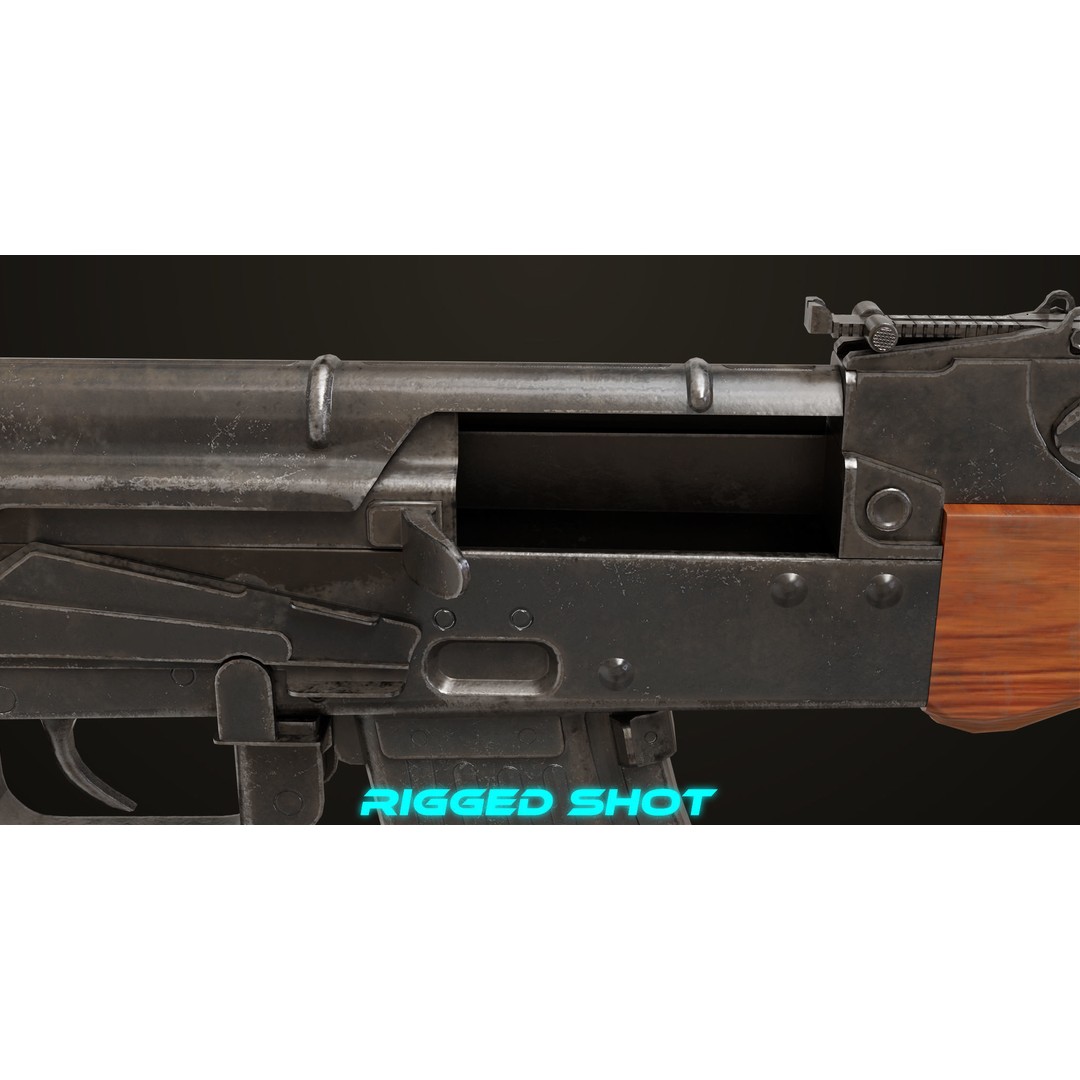 AKMS Light Machine Gun 3D Model – Low Poly PBR Game Asset, FBX - View 18