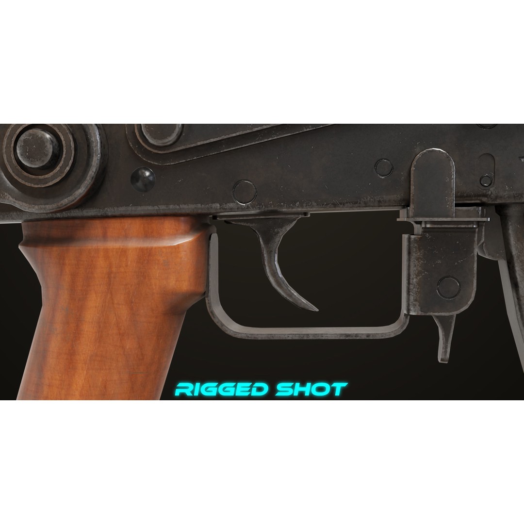 AKMS Light Machine Gun 3D Model – Low Poly PBR Game Asset, FBX - View 19