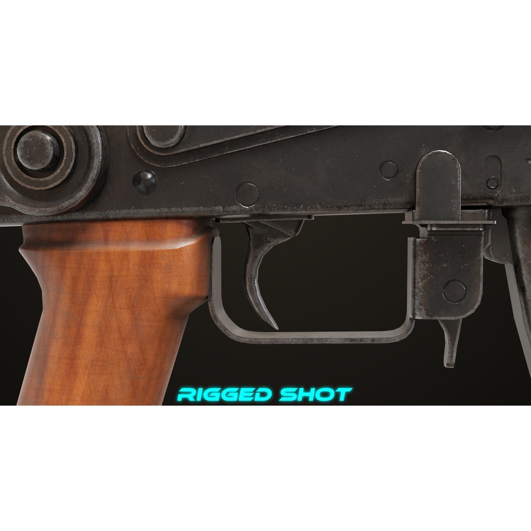 AKMS Light Machine Gun 3D Model – Low Poly PBR Game Asset, FBX - View 20