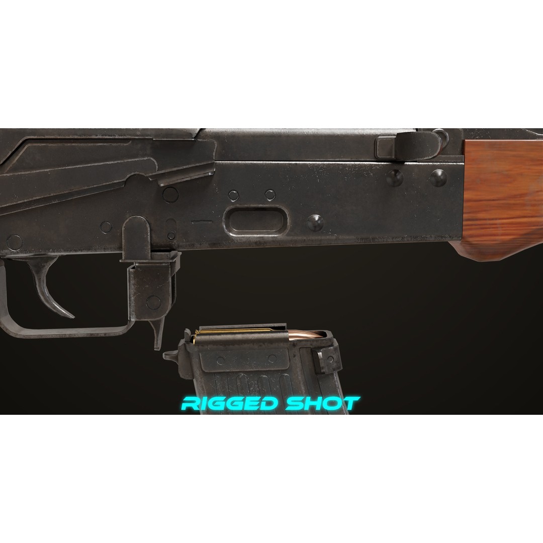 AKMS Light Machine Gun 3D Model – Low Poly PBR Game Asset, FBX - View 21