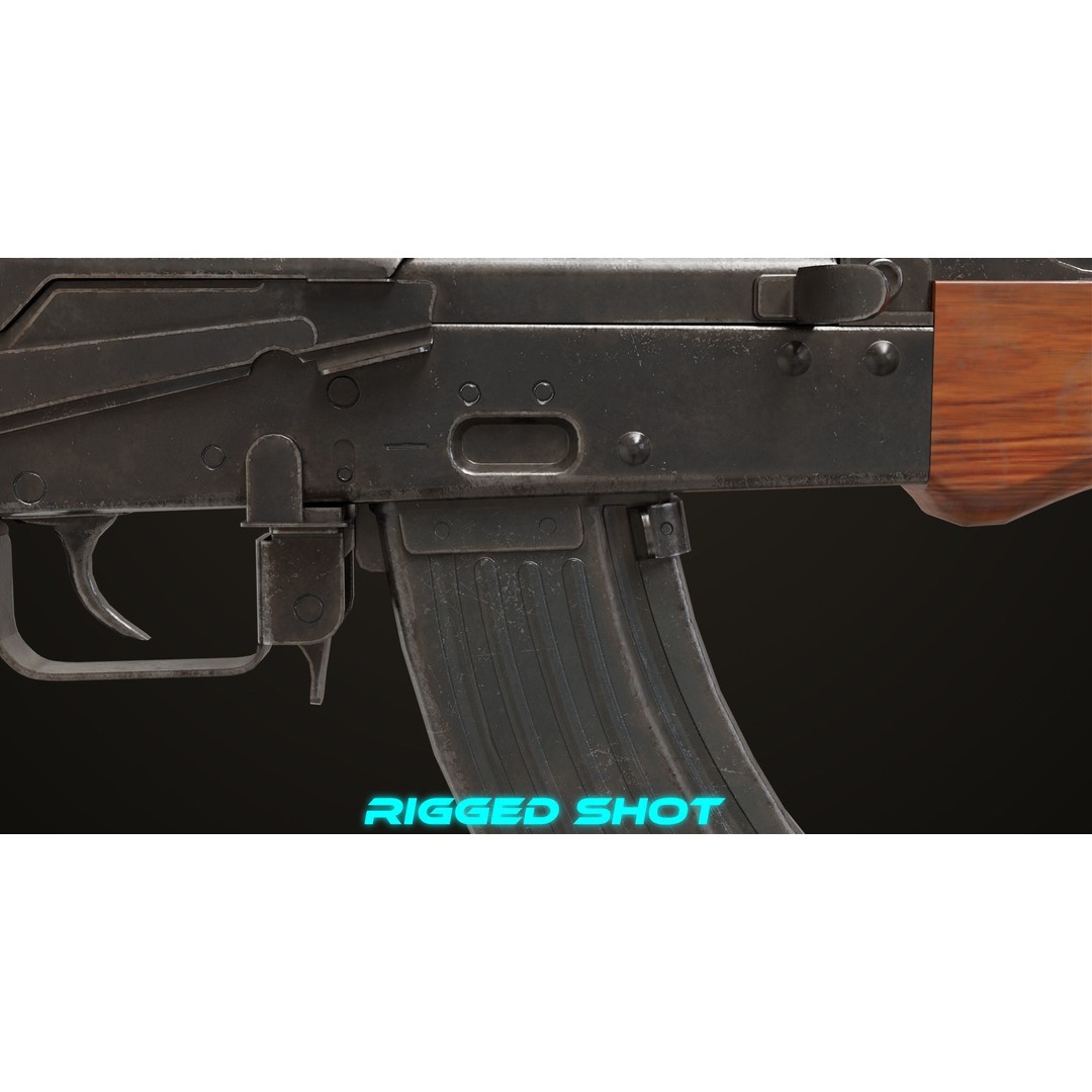 AKMS Light Machine Gun 3D Model – Low Poly PBR Game Asset, FBX - View 22