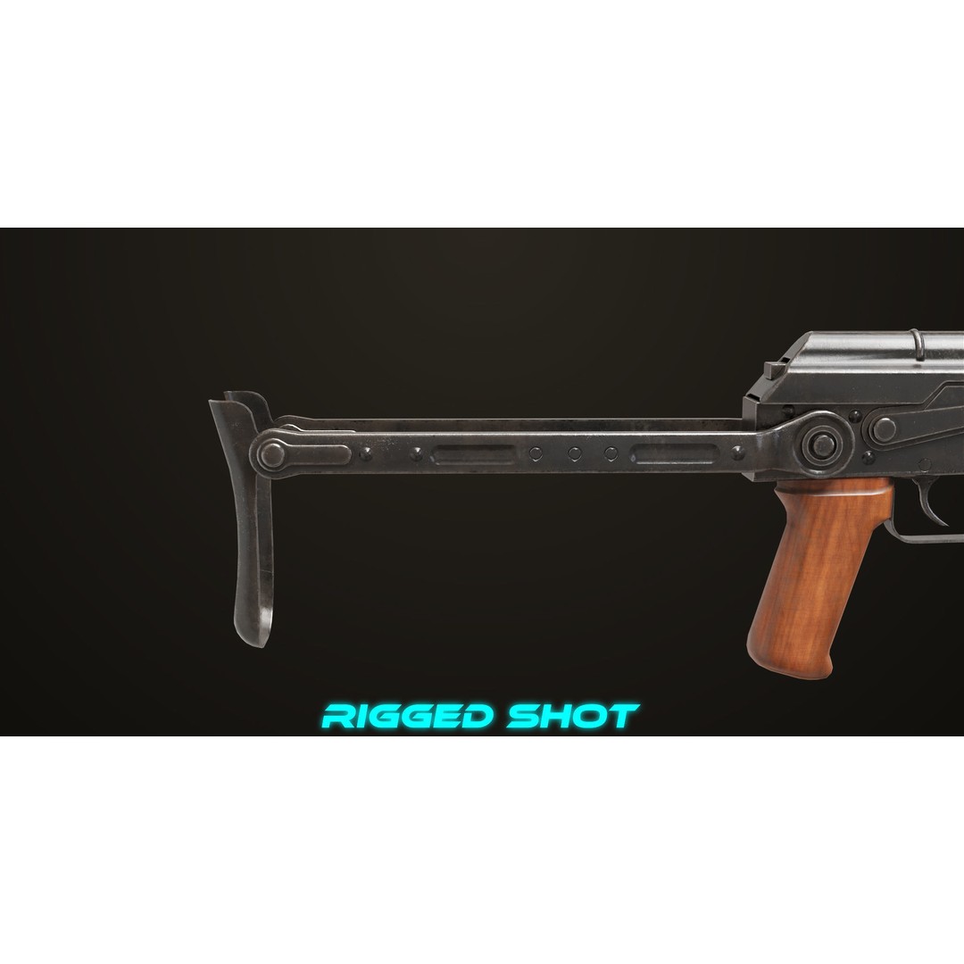 AKMS Light Machine Gun 3D Model – Low Poly PBR Game Asset, FBX - View 23