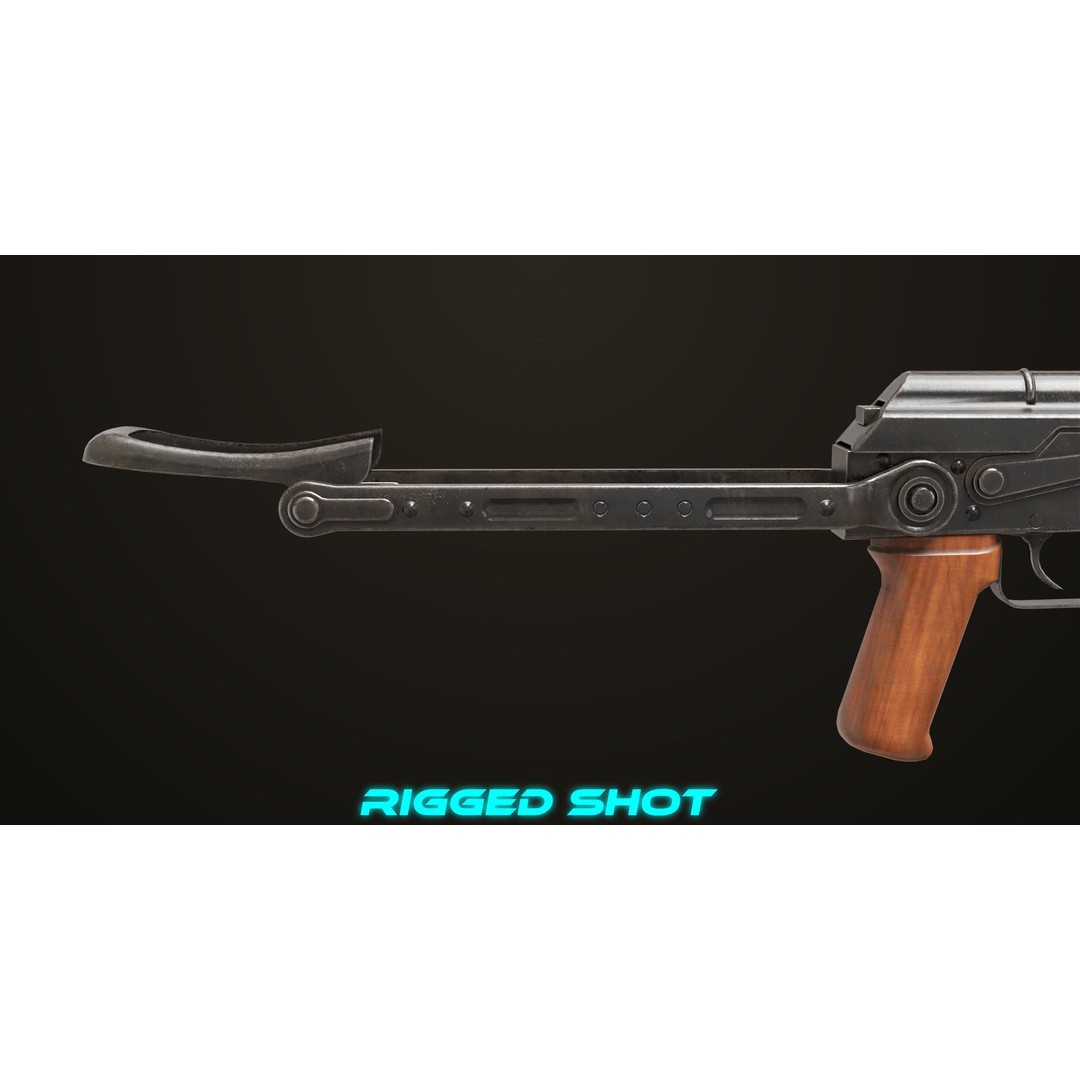 AKMS Light Machine Gun 3D Model – Low Poly PBR Game Asset, FBX - View 24