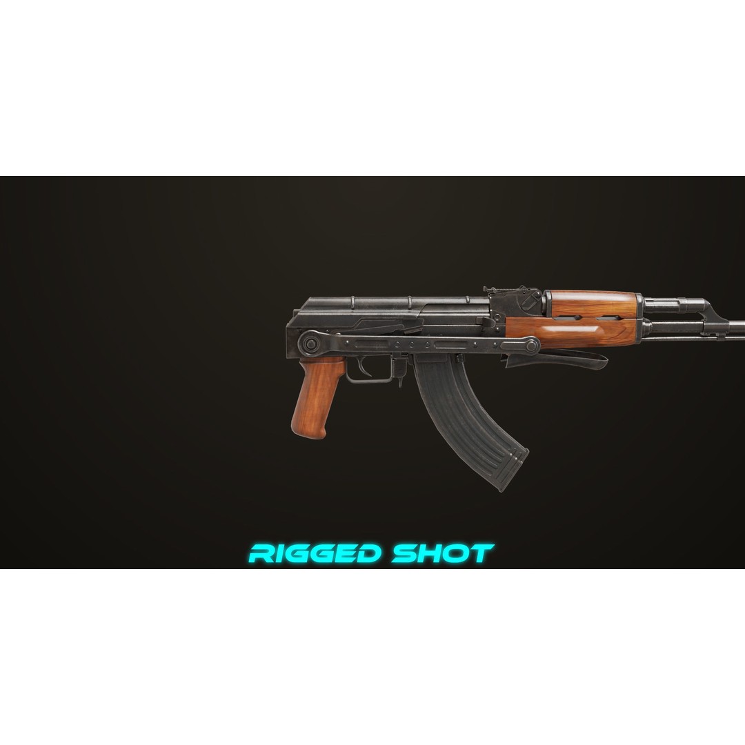 AKMS Light Machine Gun 3D Model – Low Poly PBR Game Asset, FBX - View 26