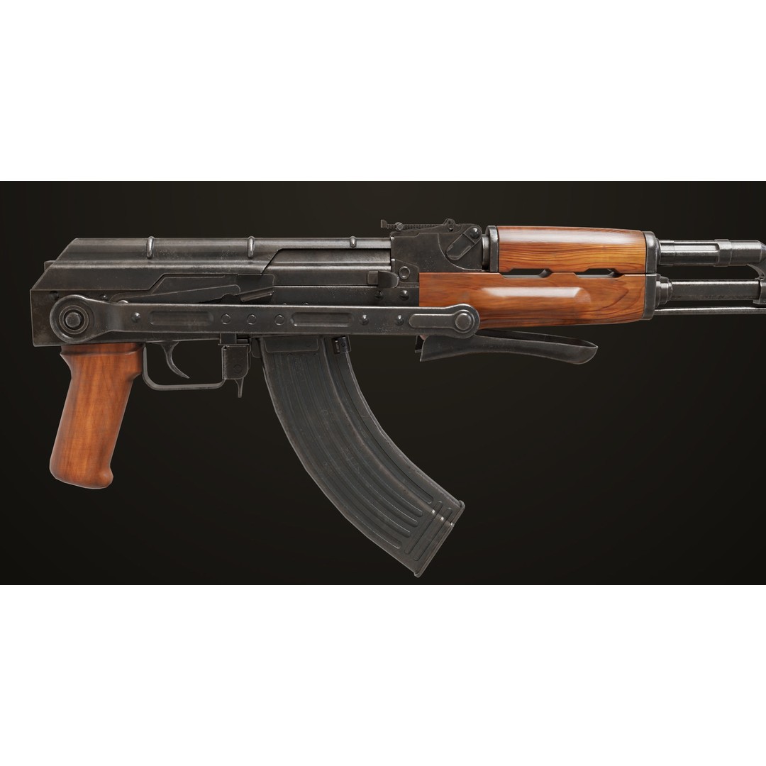 AKMS Light Machine Gun 3D Model – Low Poly PBR Game Asset, FBX - View 27